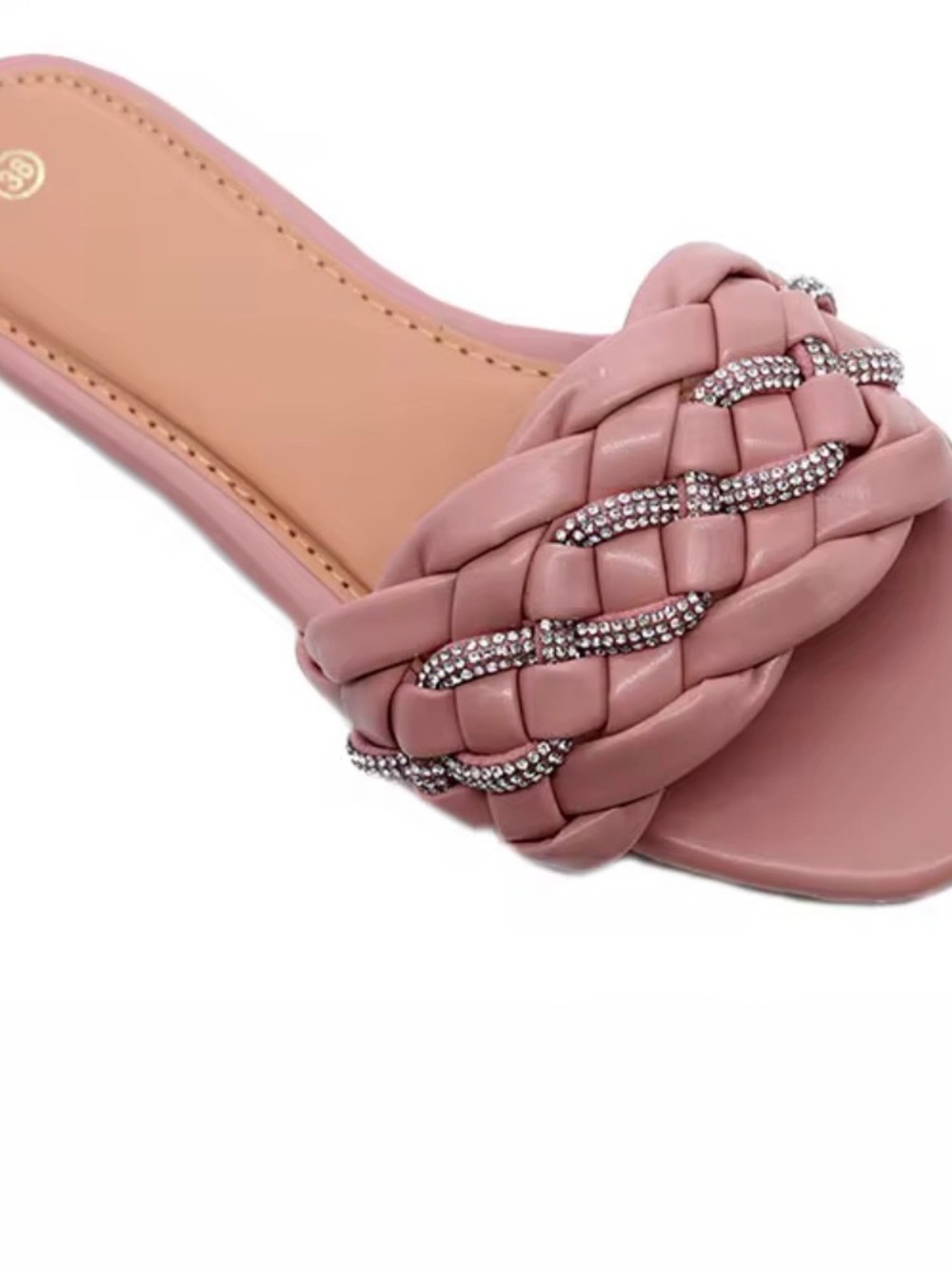 Boutique 9 Braided Slide Sandal with Crystal Accents - Pink